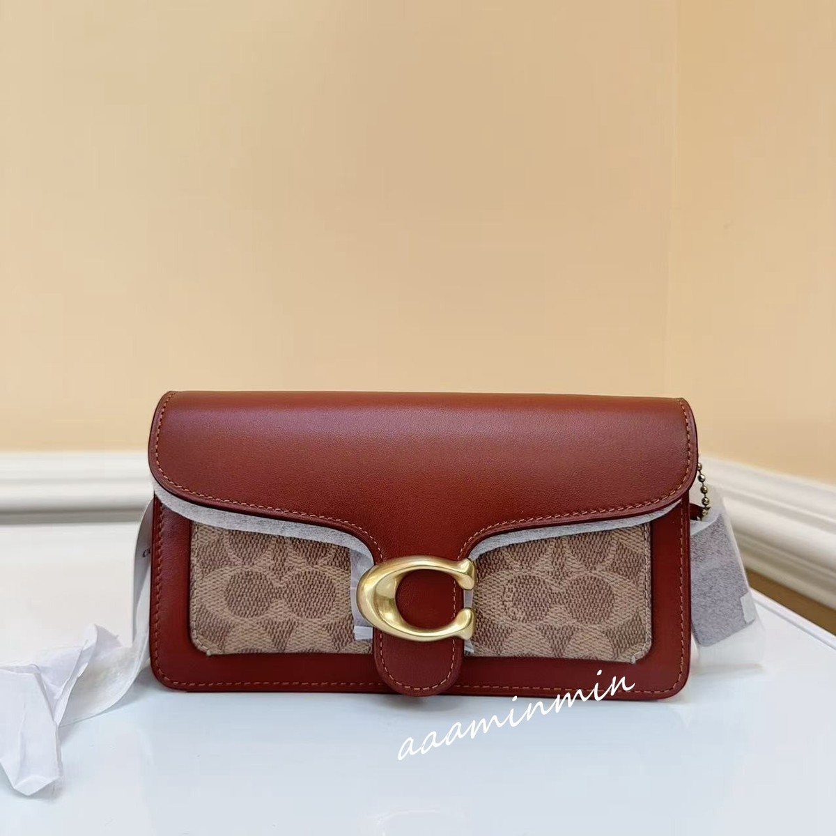 みいページce705 2点 Coach Tabby Chain Clutch CE774 Rust Signature Canvas Leather
