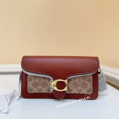 NWT Coach Tabby Chain Clutch In Signature Canvas CE774 B4NQ4 TAN RUST