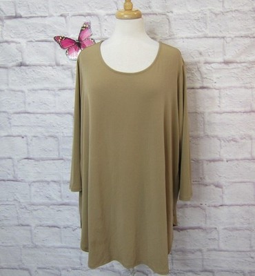 Susan Graver Modern Essentials Liquid Knit 3/4 Sleeve Tunic size 2X Tan A373702