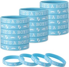 Baby Shower Gender Reveal Bracelets Party Favor Silicone Blue