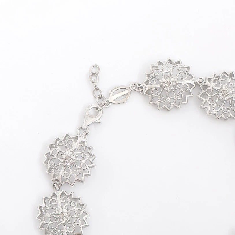 Womens 0.08 CTW Diamond White Gold Rhodium Plated Sterling Silver 8.5" Bracelet - Image 2 of 2