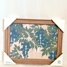 Hearth  Hand Magnolia Leaves Framed Wall Art Blue Green 11x14 Wood Finish Frame