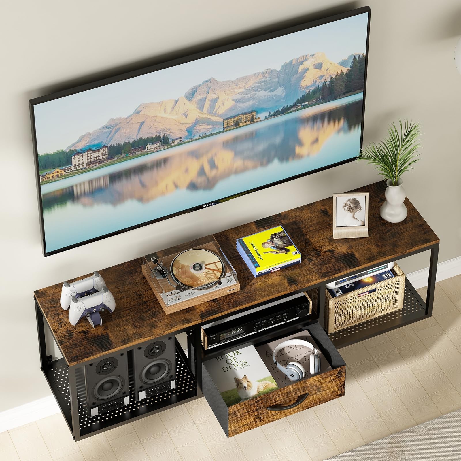 Floating Wall TV Stand Mounted with Storage Cabinet Entertainment Television