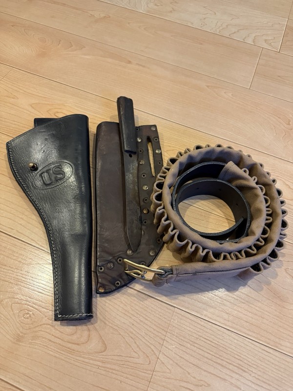 Indian Wars .45 Ammo Prairie Belt, Holster, Plains Knife/ Sheath
