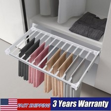 Wall Mount Pull Out Trouser Rack Closet Pants Hanger 11Bars Pants Storage Holder