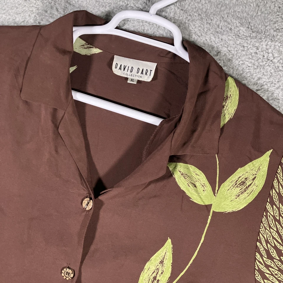 Blusa David Dart Floral Botón Mujer XL Marrón Verde Bloomcore Cottagecore Elegante Foto 4 de 4