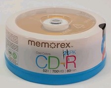 Memorex CD-R Cool Colors 700Mb 52x - Recordable Discs New, Sealed 25 Pack .