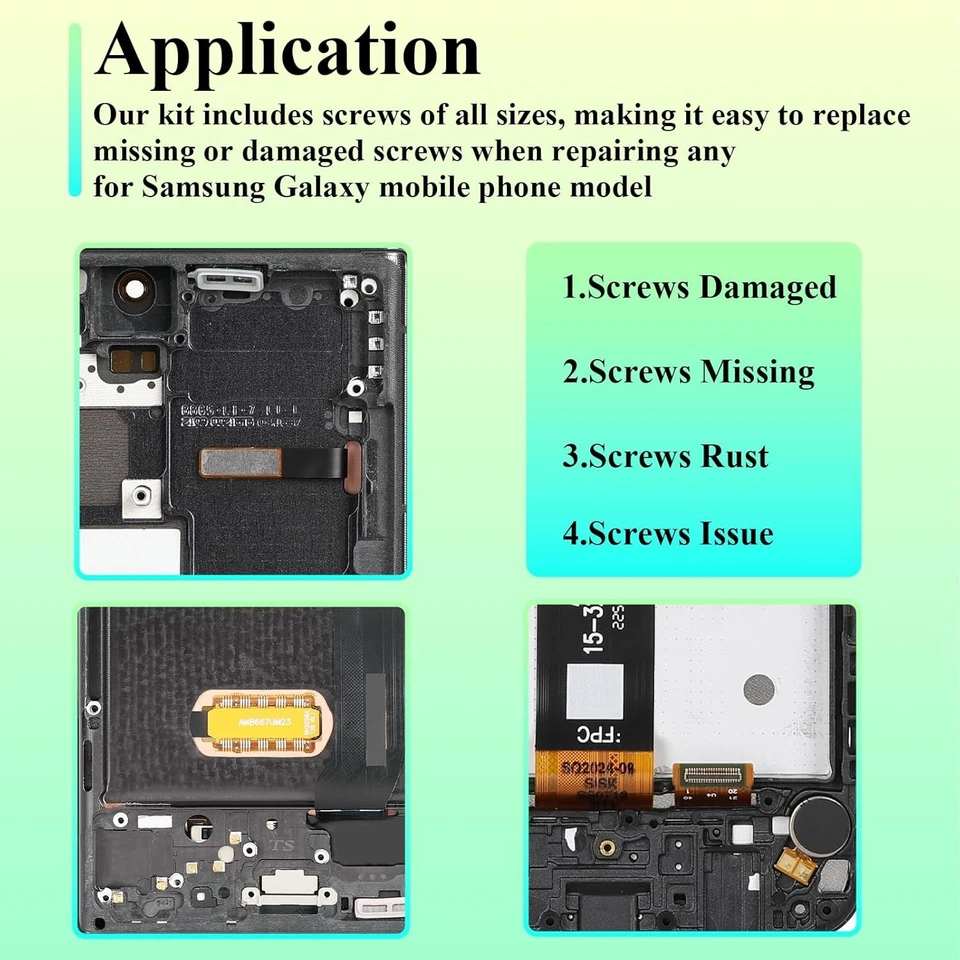 Tornillos completos de repuesto para teléfono móvil Samsung Galaxy 1,4 x 2,0 mm Foto 4 de 4