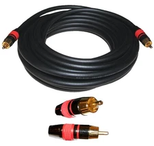 Subwoofer Digital Audio Video Cable 25 ft AV THX interconnect Ultra Gold New