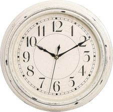 Silent Wall Clock, 12 Inch Vintage Non Ticking White Kitchen Clock, Quartz Batte