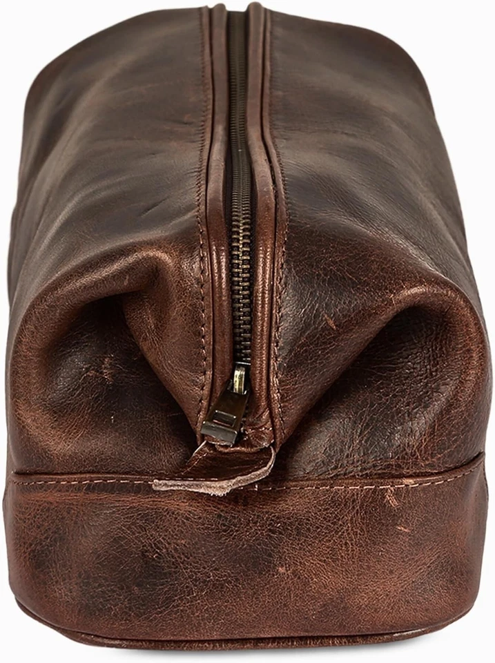 New Handmade Buffalo Leather Unisex Toiletry Bag Travel Dop Kit Men Shaving Case - Image 3 of 4