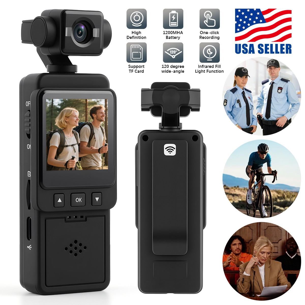 WiFi Pocket Action 1080P Camera 270&deg; Rotation Vlog Camera H