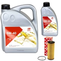 MotoröL Set Febi Sae 5W-40 6 Liter + ÖLfilter 22536 FüR Audi A4 Skoda Vw Passat