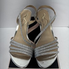 Nina NANELLE -YG Silver Sora GLit Formal Strappy Sandals Women's Sz 8