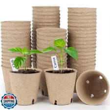 homenote Peat Pots, 60 Pcs 3.15 Inch Seed Starting Pots with Drai