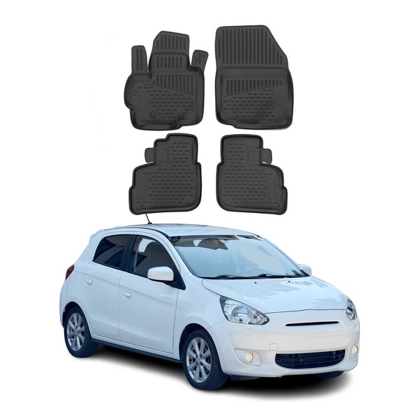 Omac Gummimatten FußMatten FüR Mitsubishi Spacestar 2012-2018 TPE Schwarz 4X-image