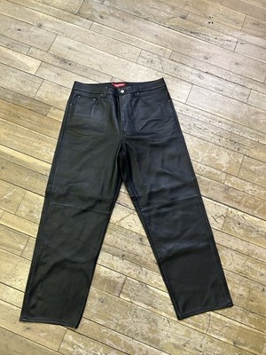 Size 34 - Supreme leather chino work pants Black | eBay