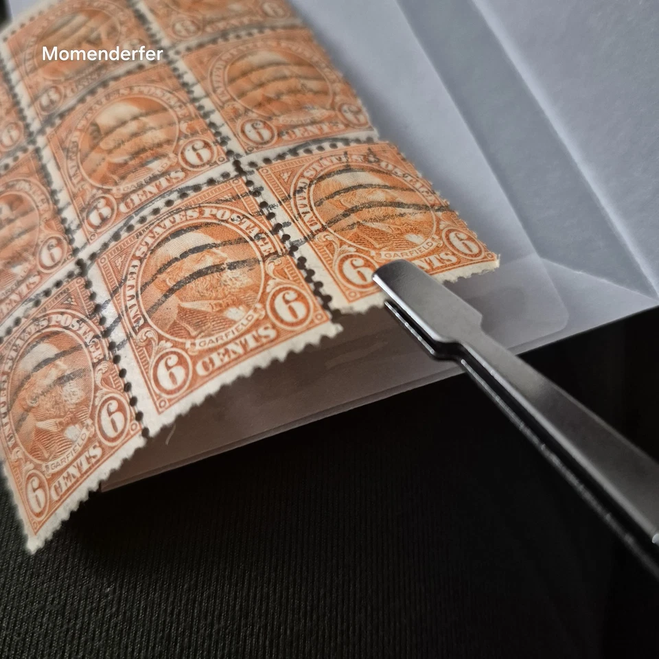 9 Block Of 6c Orange Garfield Stamps With Selvage Attached Stamp - Image 4 of 4