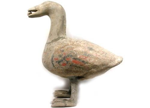 Antike Han China Gans und Schnecke (Farbe) große bemalte Keramikstatuette 100 v. Chr. - Bild 3 von 3