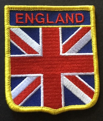 England Flag Shield Embroidered Patch 2 1/2  X 3  Iron on Biker Great Britain 