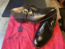 NEW Bruno Magli Ritz Men's Black Monk Strap Buckle Dress Shoes 9 M Italy