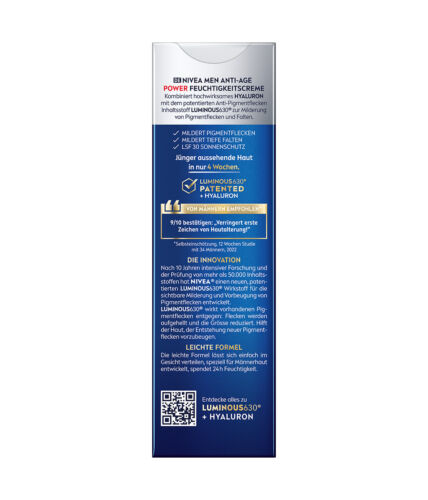 NIVEA MEN Anti-Age 2in1 Power Feuchtigkeitscreme Hyaluron LUMINOUS630® 50ml - Bild 3 von 8