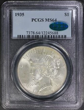 1935 PCGS Silver Peace Dollar MS64 MS-64 CAC - Older holder