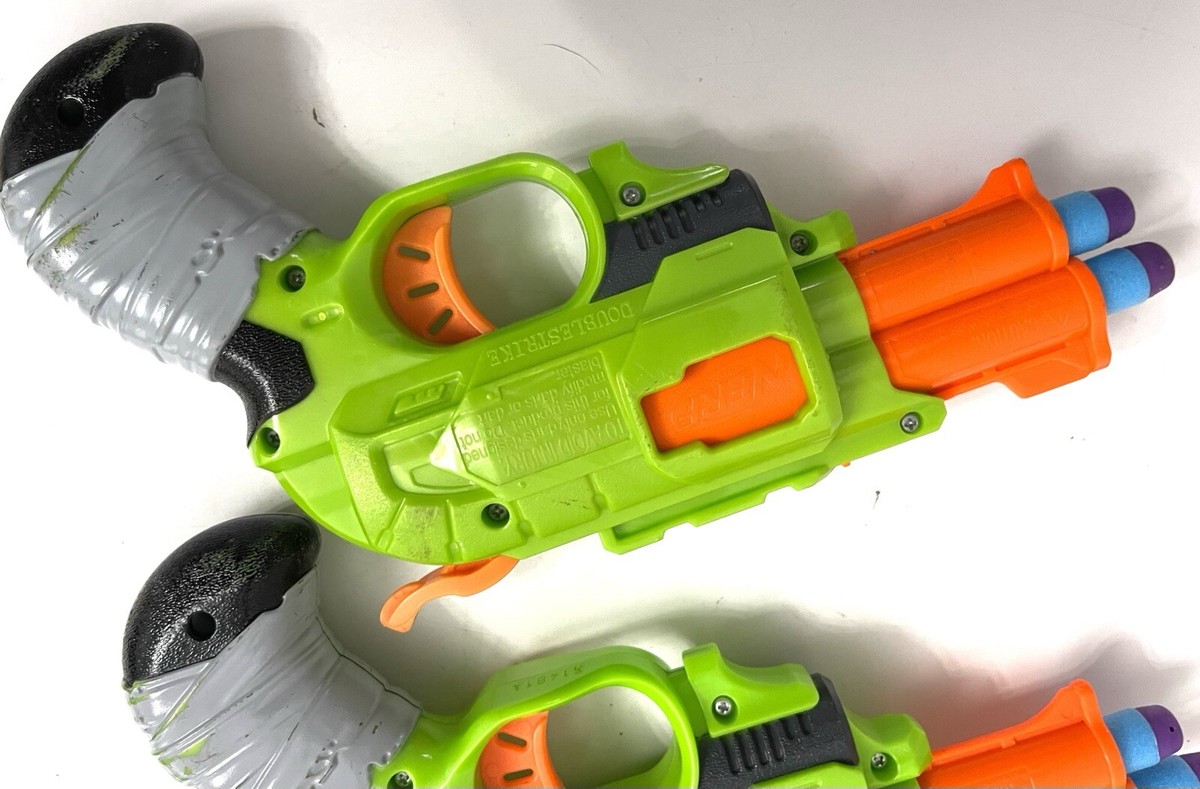2 Nerf Zombie Strike Doublestrike Blaster Toy Green Pistols | eBay