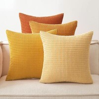 Kordsamt Kissenbezug 4Er Set Dekokissen Sofakissen Orange 45X45 Cm