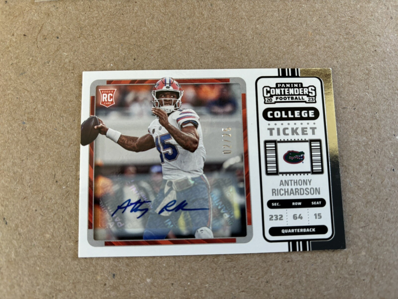 Anthony Richardson 2/25 Autograph 2023 Panini Contenders Rookie College Ticket