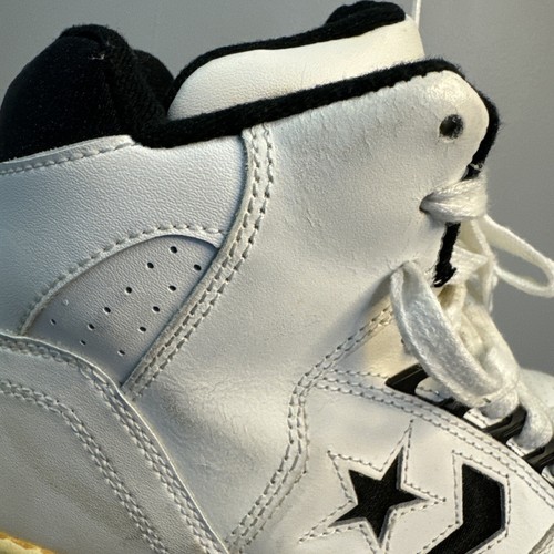 Sneakers alte vintage Converse Cons bianche nere uomo taglia 7,5 anni 90 RARA - Foto 3 di 24