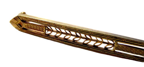 ART NOUVEAU - Antique 14K Yellow GOLD OPENWORK Bar Pin BIPPART BENNETT - Picture 4 of 7