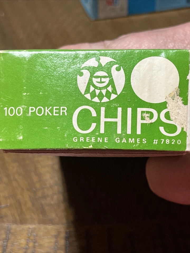 Orig Box Vintage Greene Games #7820 Red White Blue 100 Federal Eagle Poker Chips - Image 2 of 4