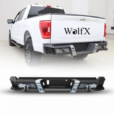 Powder-Coated Steel Rear Bumper For 2015-2023 Ford F-150 w/LED Lights & D-Rings
