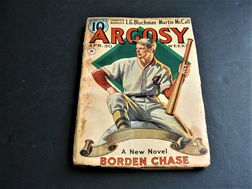 Argosy April 30, 1938- Baseball Cover by V.E. Pyles-Fantastic Pulp Magazine. - Image 3 of 4