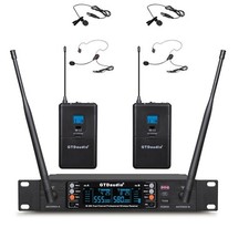 GTD Audio 2x100 Ch UHF Wireless Lavaliere Lapel Headset Microphone System 260L
