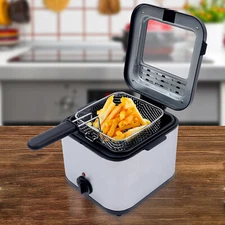 Electric Deep Fryer With Basket Small Fryer Stainless Steel Fish Fryer 1KW 2.5L