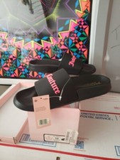 Juicy Couture slippers JC WHIMSEY Sandals Slides Womens size 10 BLACK/PINK 175e