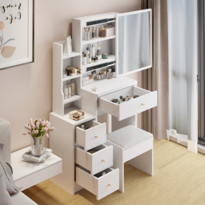 New Vanity Table Set Large Mirror 4 Drawer Dresser Desk Bedroom Makeup Dressing