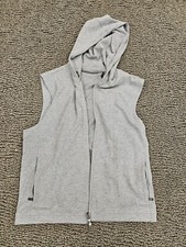 Ermenegildo Zegna Sport Cotton Light Gray Full Zip Hooded Vest Size Small