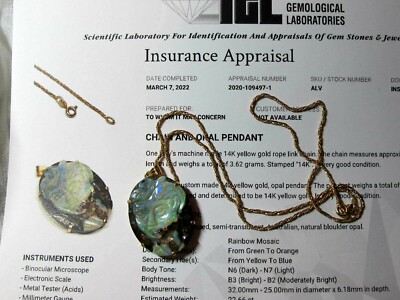 Natural Australian Boulder Opal Hand Carved Pendant gr 14k Gold $1490 