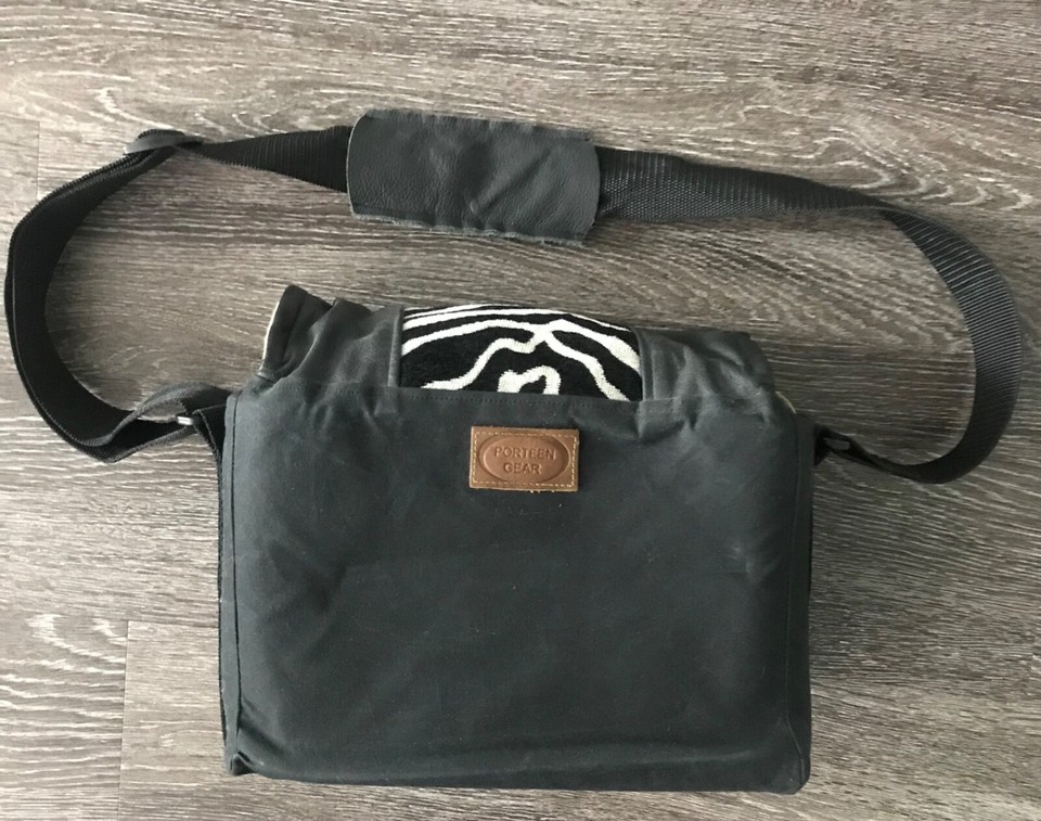 Porteen Gear Camera Bag Custom Handmade Zebra Print Black Leather Green