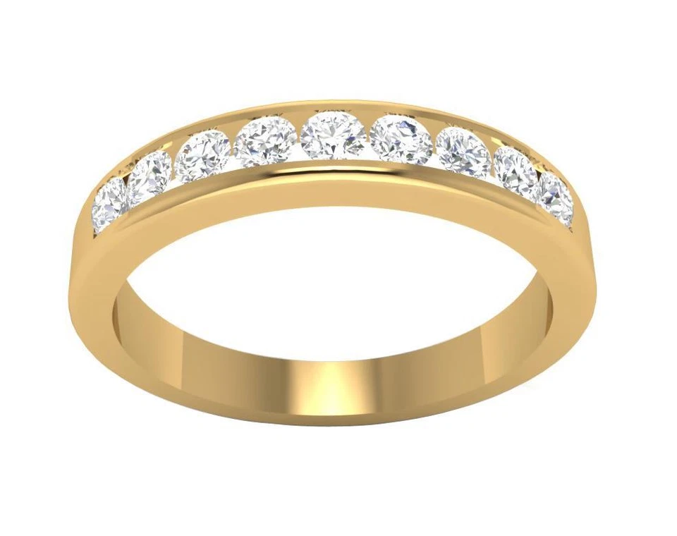 Anillo de boda de aniversario VVS F 0,50 quilates cultivado en laboratorio diamante talla redonda oro blanco de 14 k Foto 2 de 4