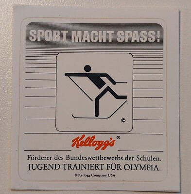 Kellogg's 1991 - Sport macht Spass ! - Piktogramm Skilangl - Aufkleber / Sticker
