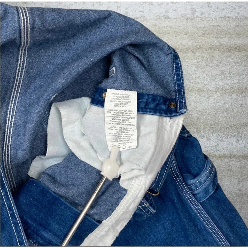 Vintage Work n Sport Denim Overalls 34x30 Baggy Wide Leg Fit Dark Wash Jeans 90s - Image 4 of 4