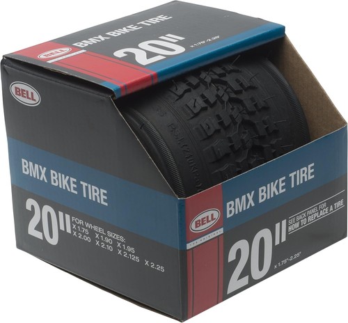 BMX Bicycle Tire 20'' Black Fits 1.75'' to 2.25'' Bell Sports 7117026