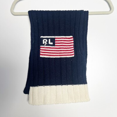 Polo Ralph Lauren Vintage Knit Flag Scarf Flawed