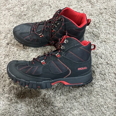 Polo Ralph Lauren Mens Hiking Boots Crestmont Red Black Size  display picture 3