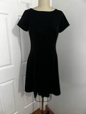 White House Black Market Little Black Dress Short Sleeve Flare Size 4
