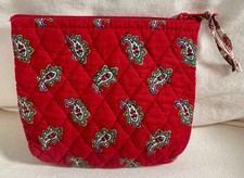 Retired Vera Bradley Vintage Red Paisley Floral Zip Cosmetic Bag Case Purse 1991